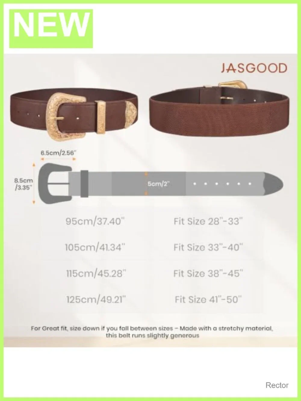 Women's Wide Elastic Waist Belt Faux Leather Western Gold Buckle